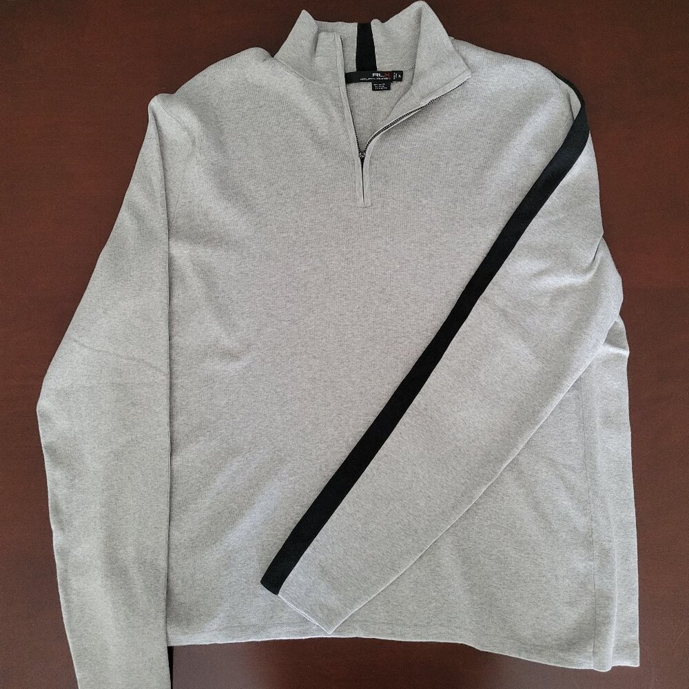 RLX Ralph Lauren Gray Zip Up Sweater with Black Stripe